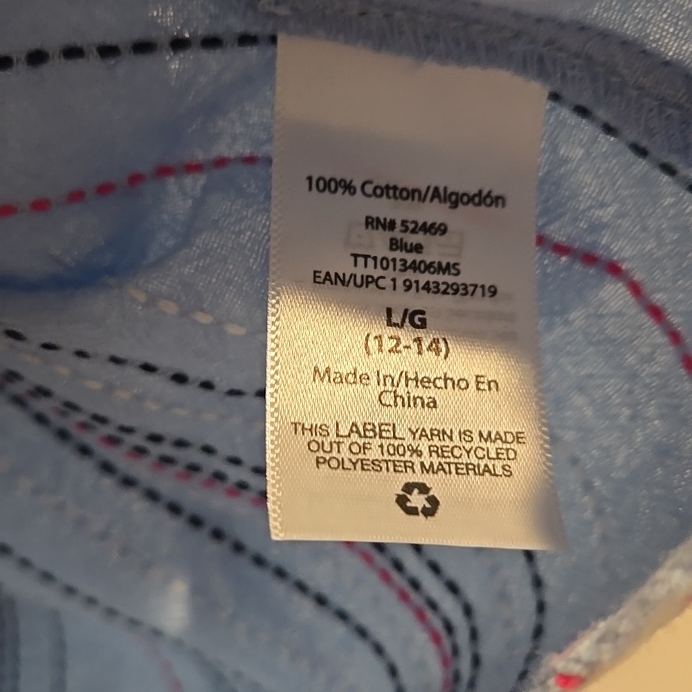Time and Tru blue pink black white top. Size large. NWT. - Picture 7 of 7